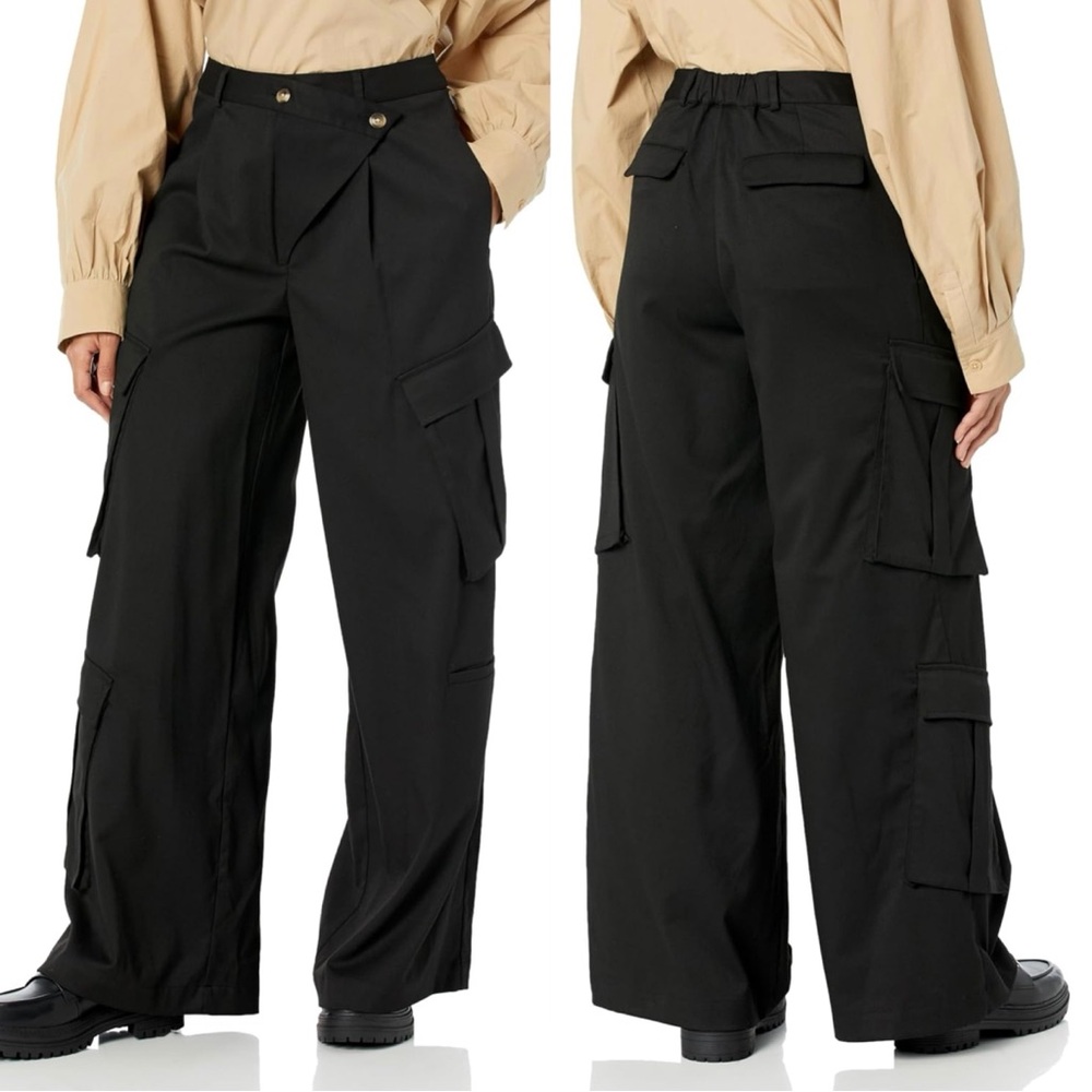 NWT The Drop Women's Black Asymmetric Wide-Leg Cargo Pant by @karenbritchick